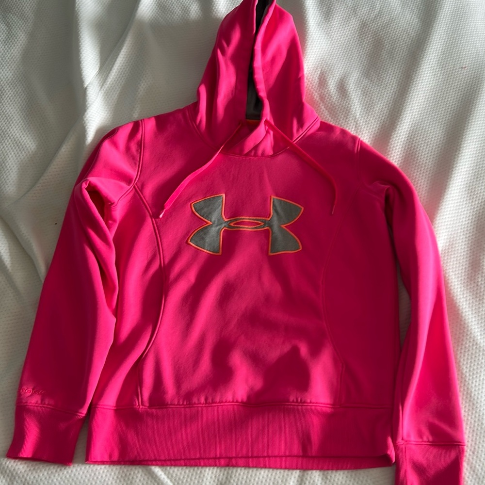 Bright pink Under Armor hoodie size M Cold Gear